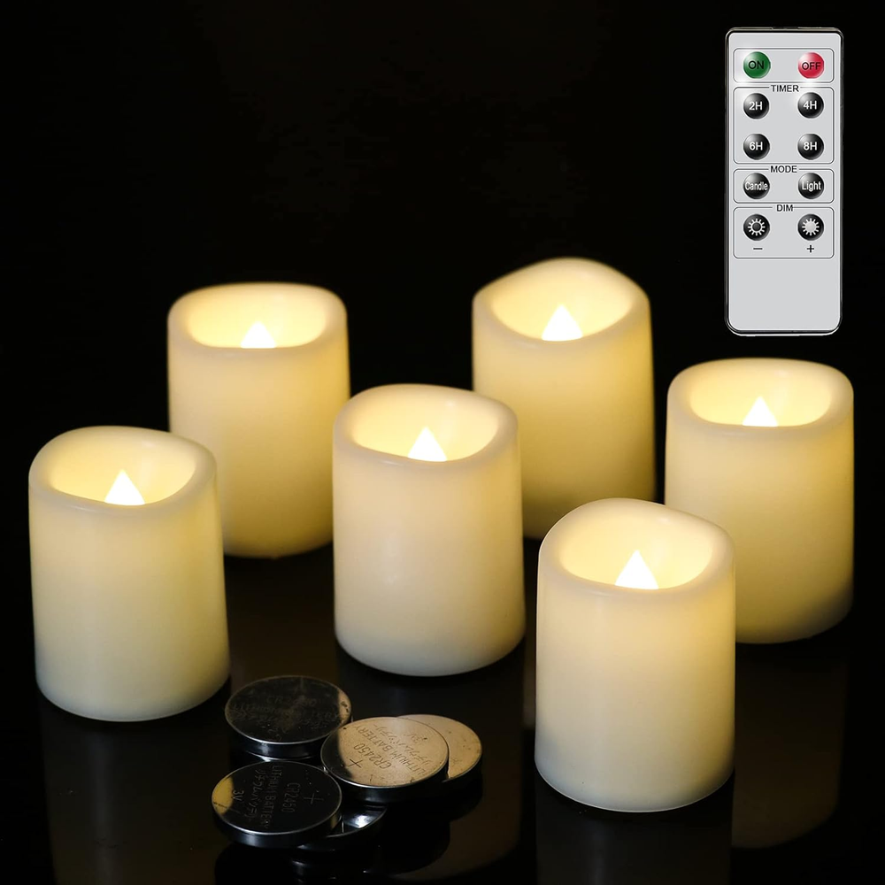Flameless Flickering LED Votive Candles with Remote, Battery Operated Tealights