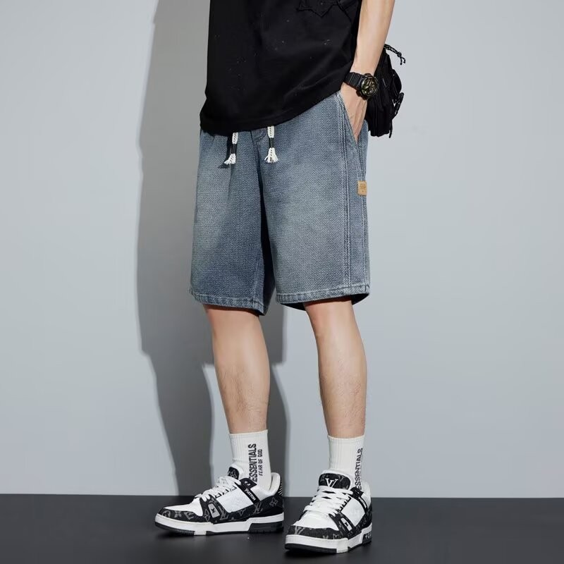 Men's Y2K Streetwear Denim Shorts Straight Leg Casual Baggy Fashion