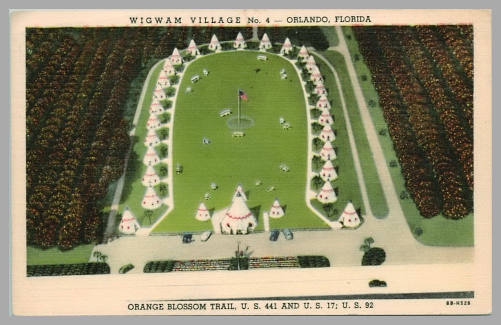 Wigwam Village No 4 Orange Blossom Trail Orlando Florida Linen c1950 Postcard