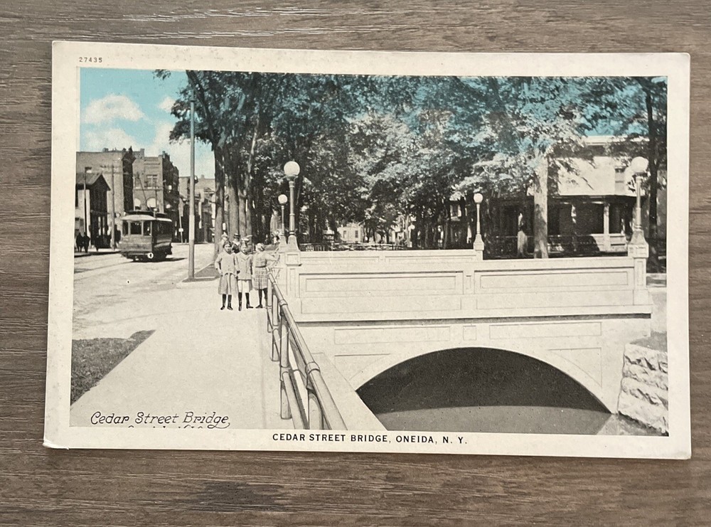 Cedar Street Bridge Oneida New York NY Vintage Postcard