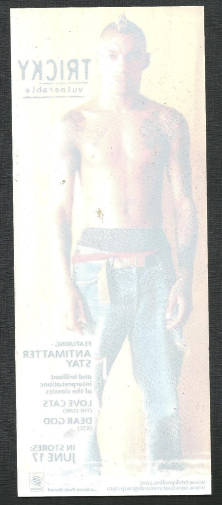TRICKY Vintage 2003 PROMO VINYL WINDOW CLING POSTER For Vulnerable CD MINT 4x10