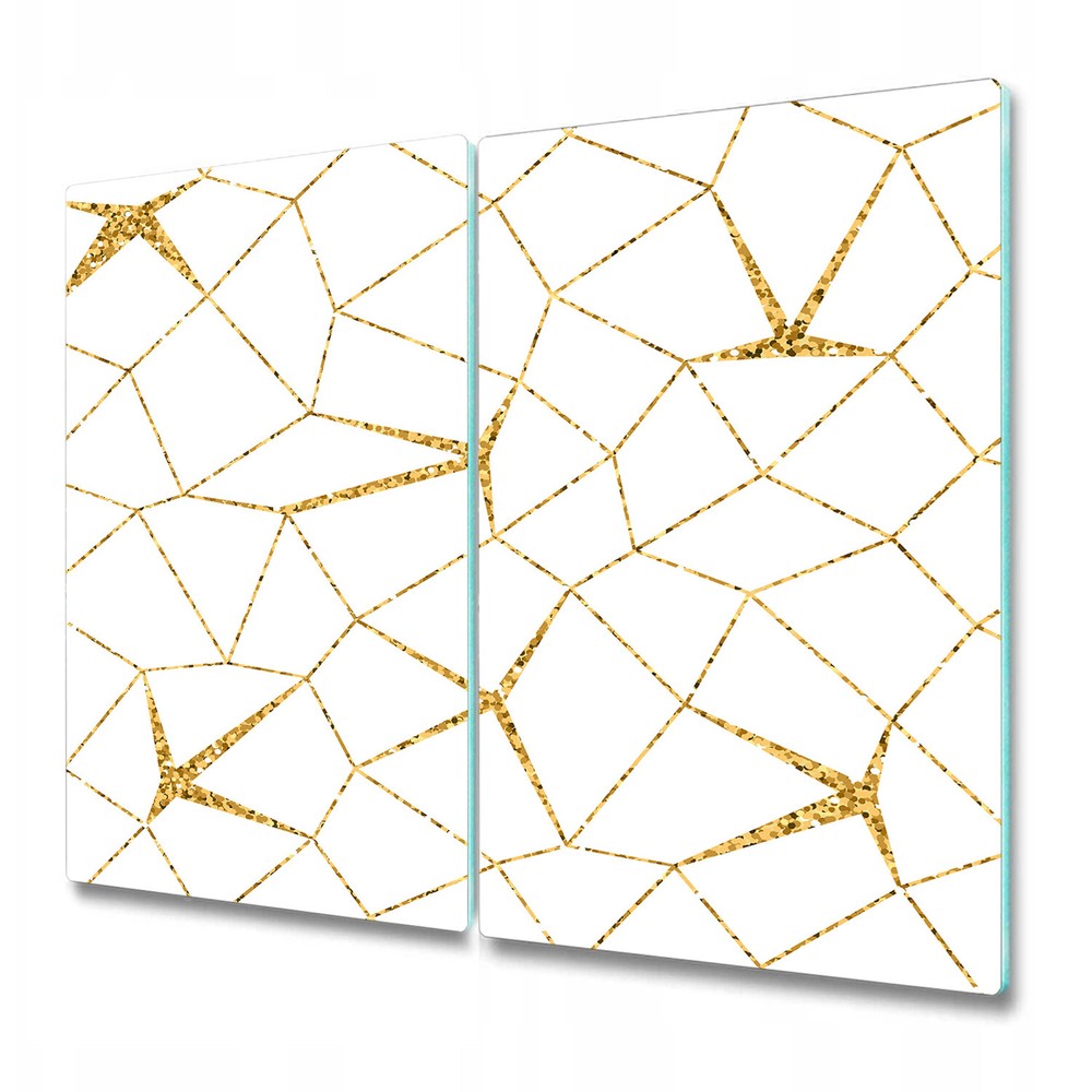 Tempered Glass Bread Board Worktop Saver Mosaic gold golden and white 2x30x52