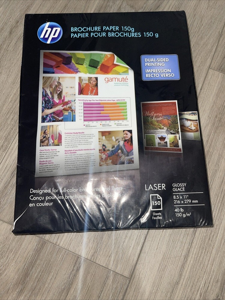 HP Double Sided Glossy Brochure Paper 40LB NEW SEALED 8.5x11 150 Sheets