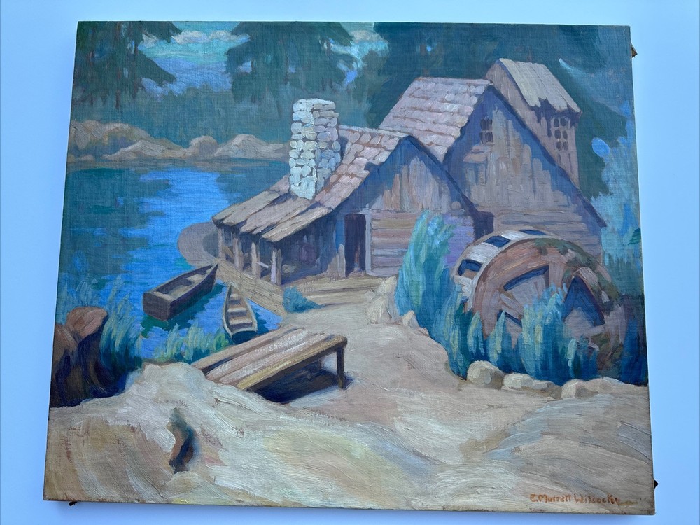 Antique American Impressionist Painting Landscape WILCOCKS LISTED REGIONALISM