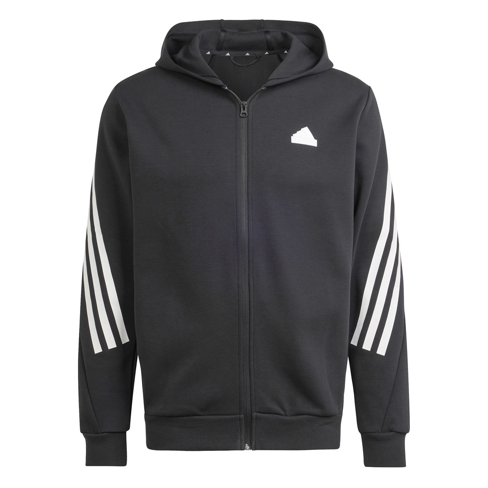 adidas Future Icons 3Stripes Full Zip Hoodie Mens Black Casual Athletic Outerwea