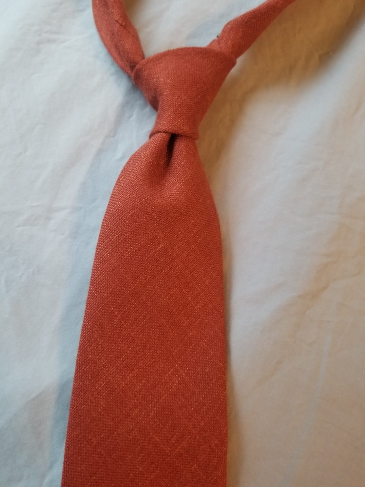Drake's For Ben Silver Rust Camelhair Linen Silk Necktie Trad Ivy Prep