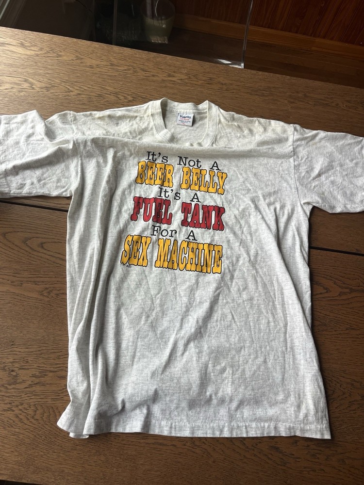 Single Stitch Sex Machine Joke Shirt Vintage 1992 Men’s XL Cotton Made In USA