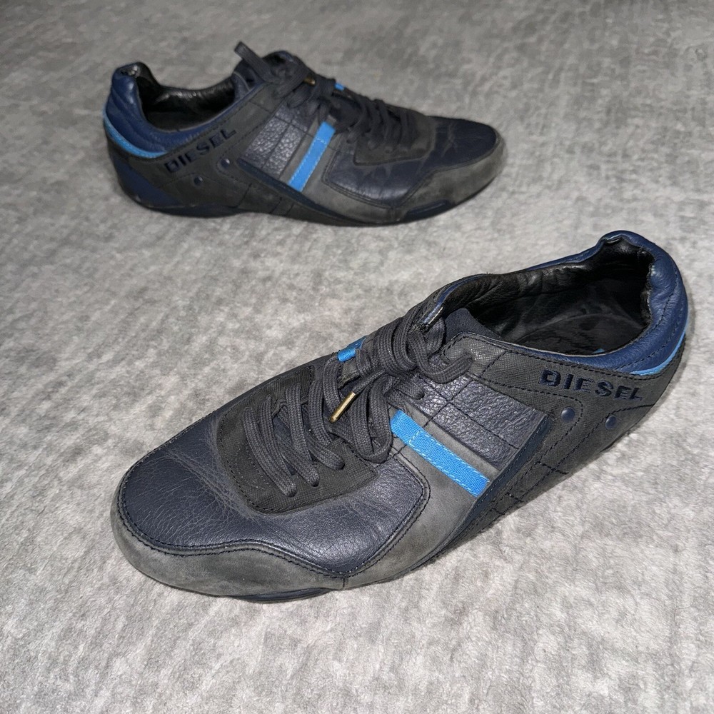 Diesel Korbin II Shoes Mens Size 12 Blue Leather Casual Lace Up Sneakers 93243