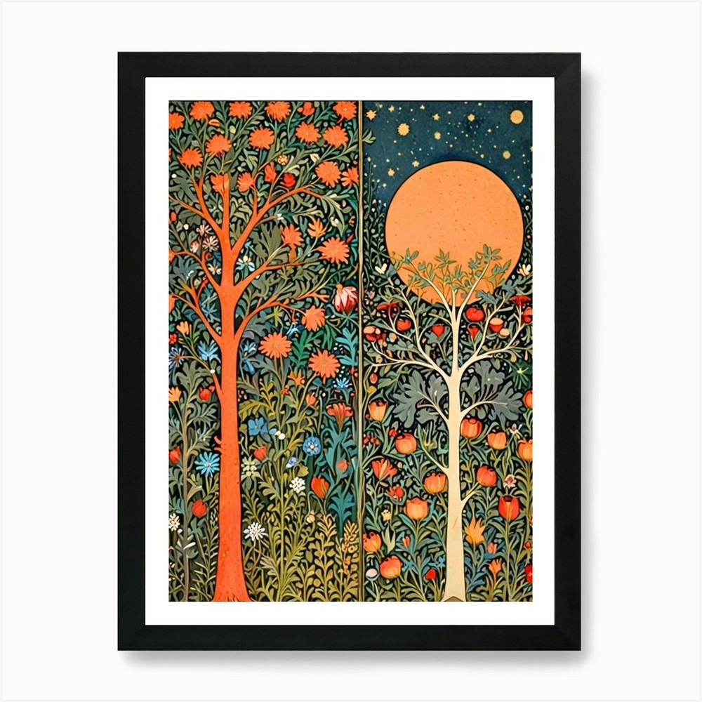 William Morris Two Trees And A Moon Framed Wall Art Poster Canvas Print Picture