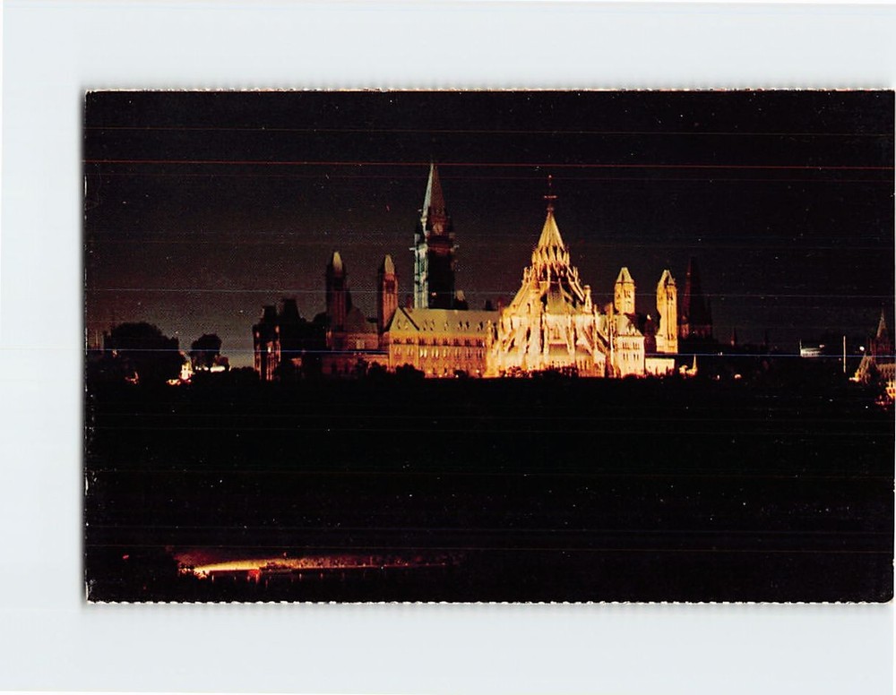 Postcard Parliament Hill Ottawa Ontario Canada North America Night Scene Library