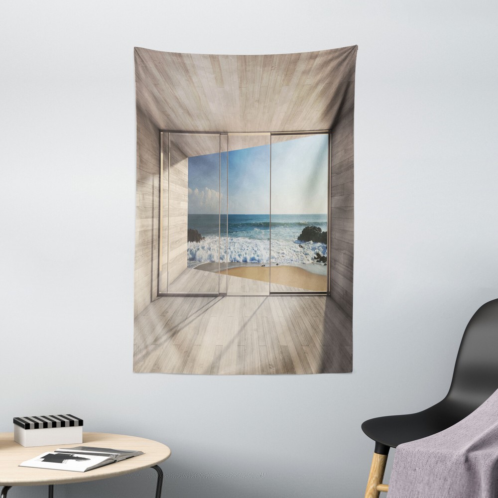 Ocean Tapestry View of Sea Waves Rocks Print Wall Hanging Decor
