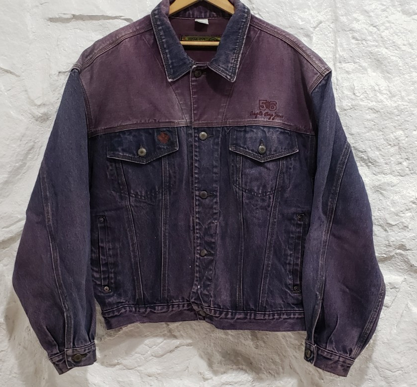 Vintage Bugle Boy Two Tone Purple Denim Jean Jacket 90s Trucker Men's XL Hip Hop