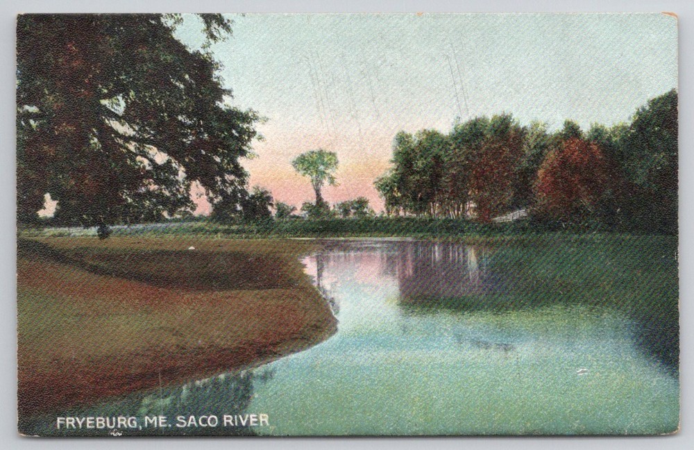 Fryeburg, ME Saco River Early 1900s Hugh C. Leighton Postcard