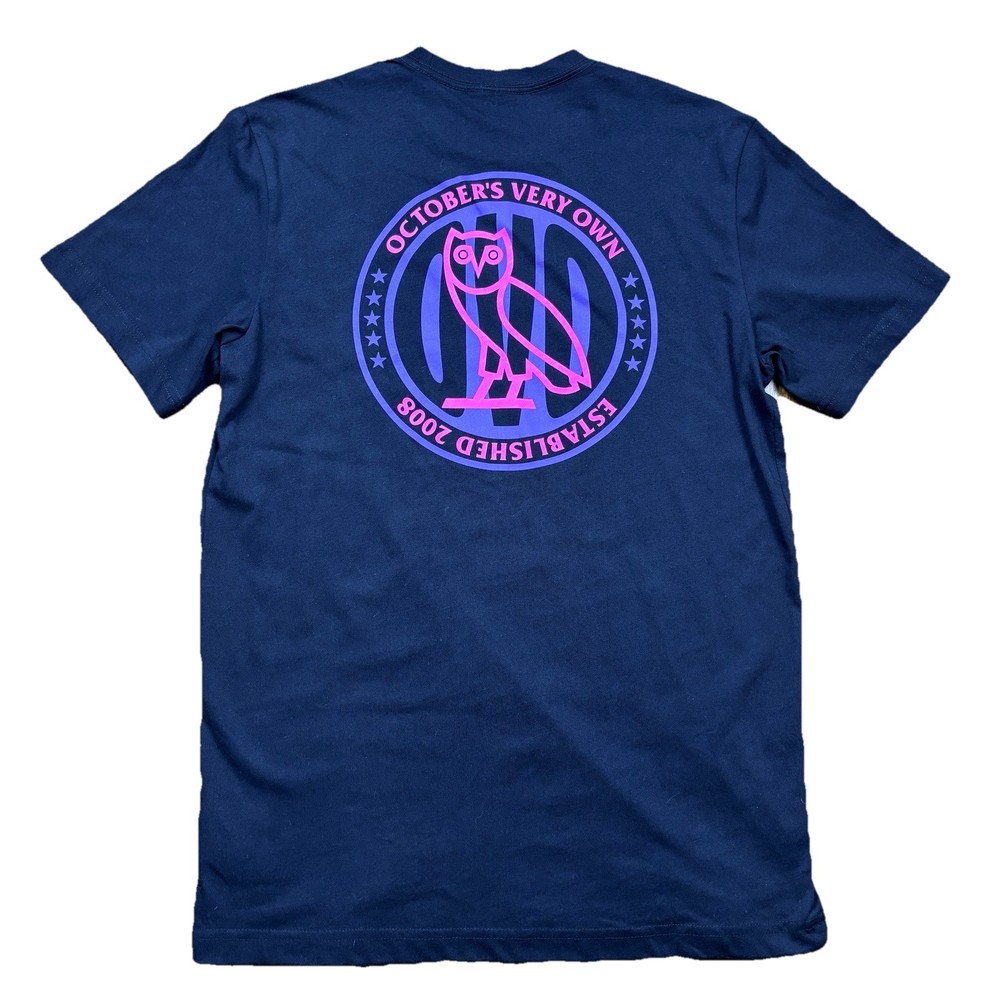 OVO October’s Very Own Owl Logo T Shirt Mens Small Black Pink Purple Canada Made