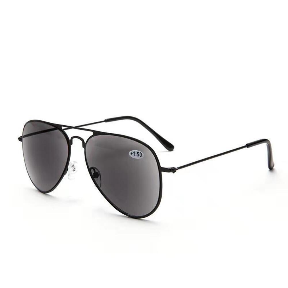 Metal Frame Full Lens Sun Reading Glasses with PC Lenses, Stainless Steel Constr