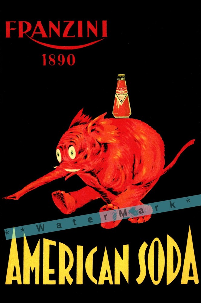 American Soda Franzini 1939 Italian Vintage Poster Print Retro Style Décor Art