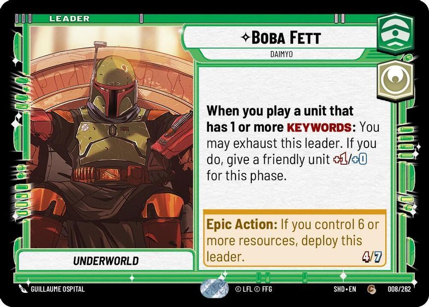Star Wars Unlimited Boba Fett (8/590) Shadows of the Galaxy LP