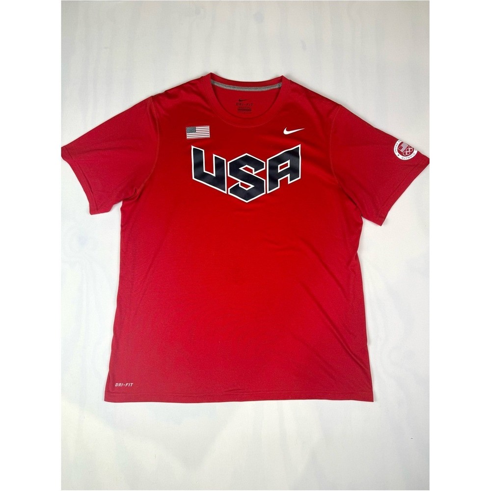 Nike Team USA Olympic Dri-FIT Red Athletic Training Shirt Men's Size L