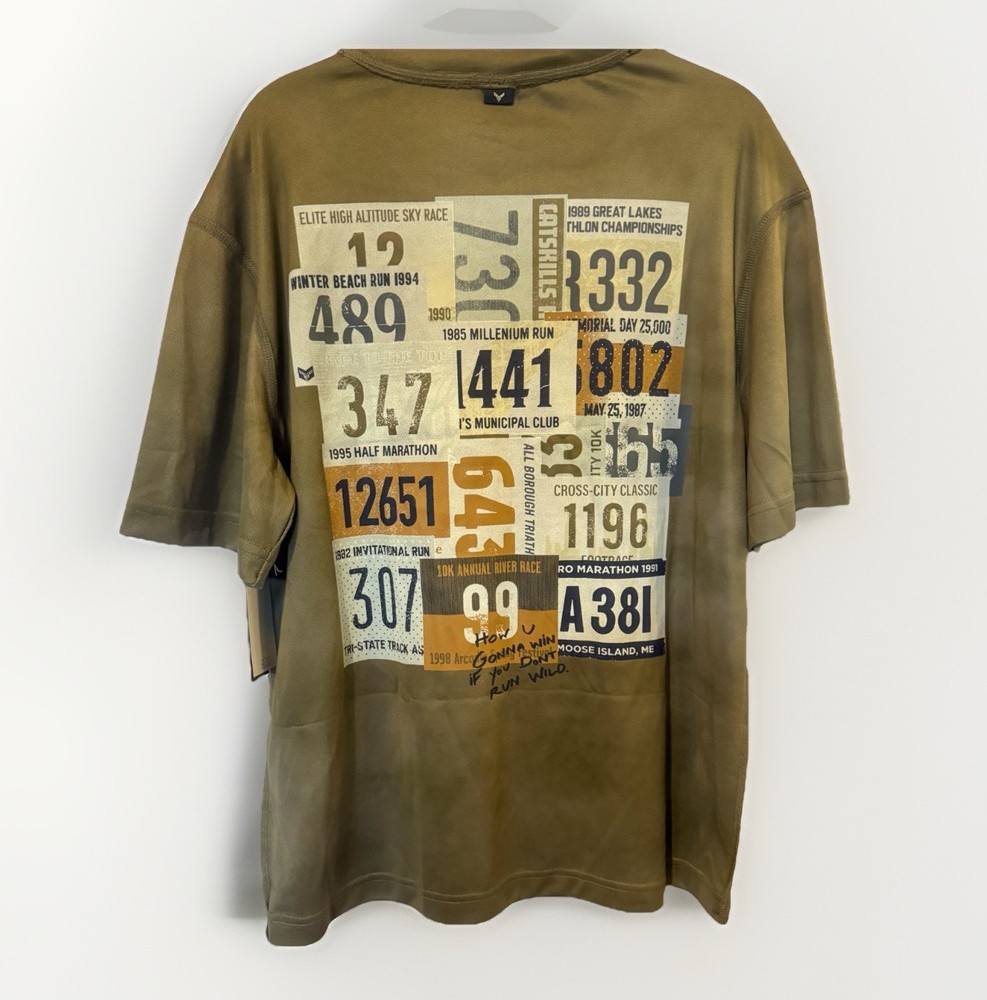 Cross Eyed Moose Graphic Tee Run Wild Olive Short Sleeve Size S NWT