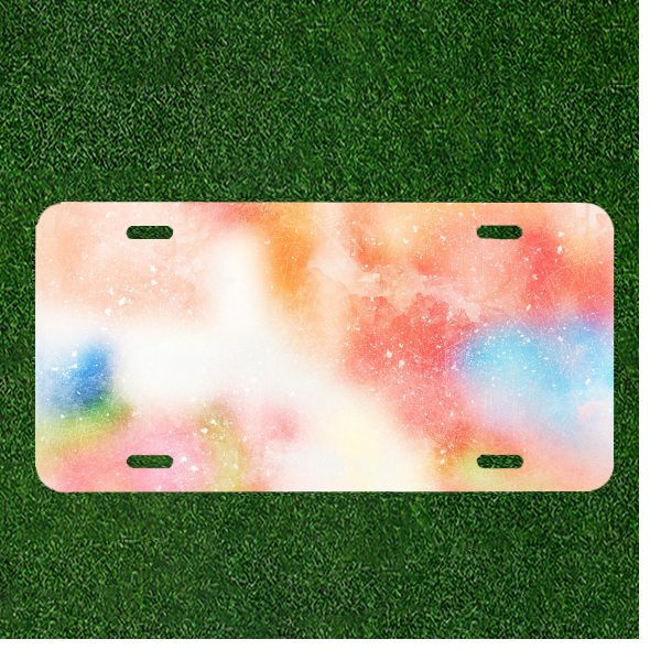 Custom Personalized License Plate Auto Tag With Colorful Splash Of Colors Design