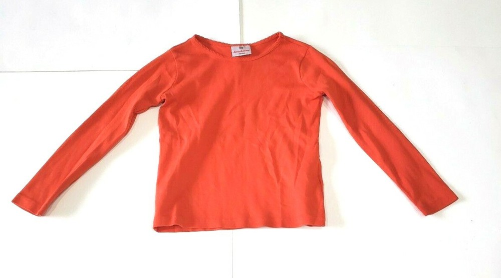 Hanna Andersson Girls Burnt Orange Long-sleeve Shirt Size 120