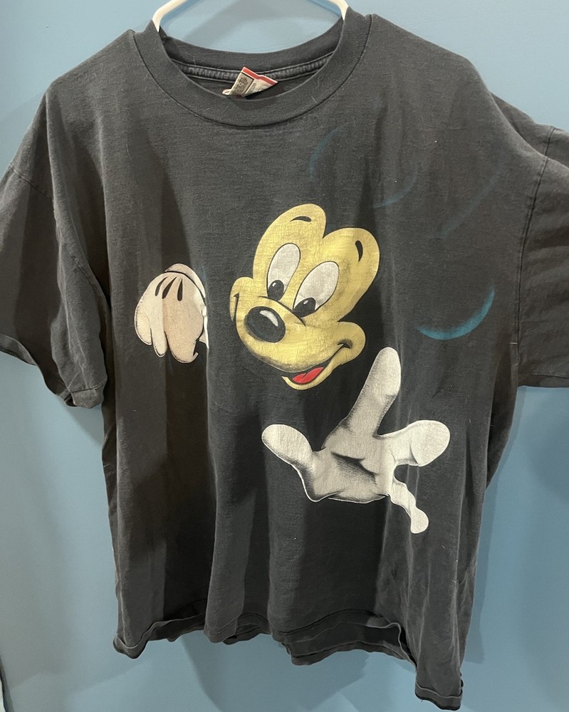 Vintage 90s Disney Mens Black One Size Fits XL Mickey Mouse Graphic T Shirt USA