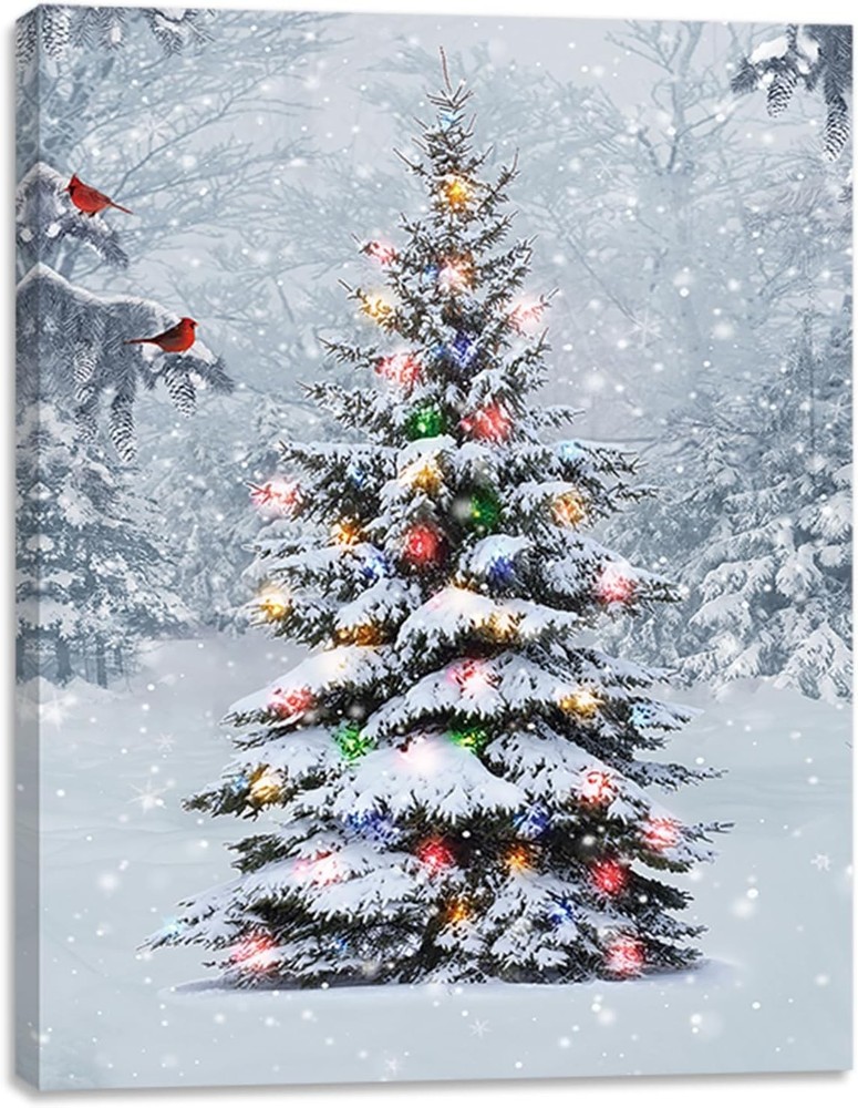 alottagifts Christmas Tree Lighted Canvas Wall Art Print 16