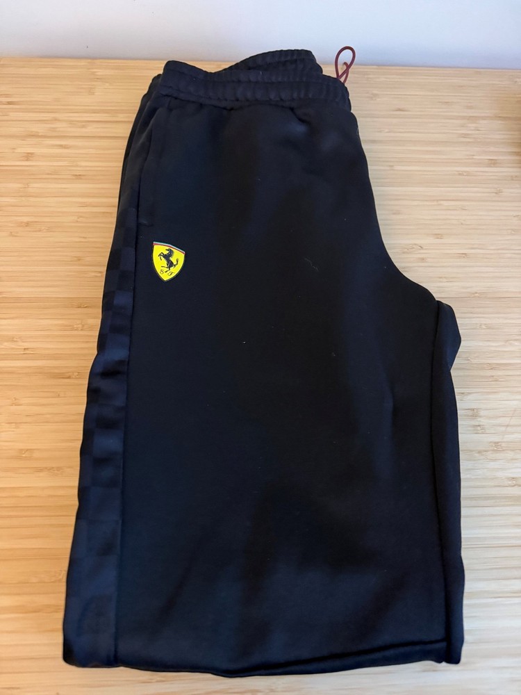 PUMA Scuderia Ferrari Pants Mens XL Black Track Tapered Zip Pocket