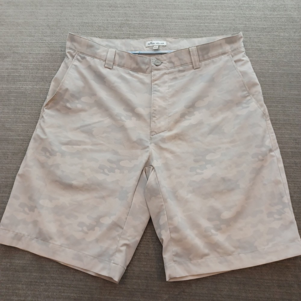 Peter Millar Shorts Mens 33 Shackleford Performance Hybrid Golf Gale Gray Camo