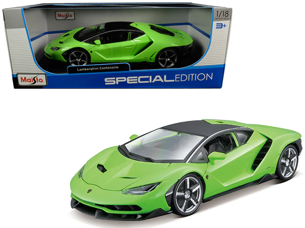Lamborghini Centenario Lime Green with Matt Black Top 1/18 Diecast Model Car