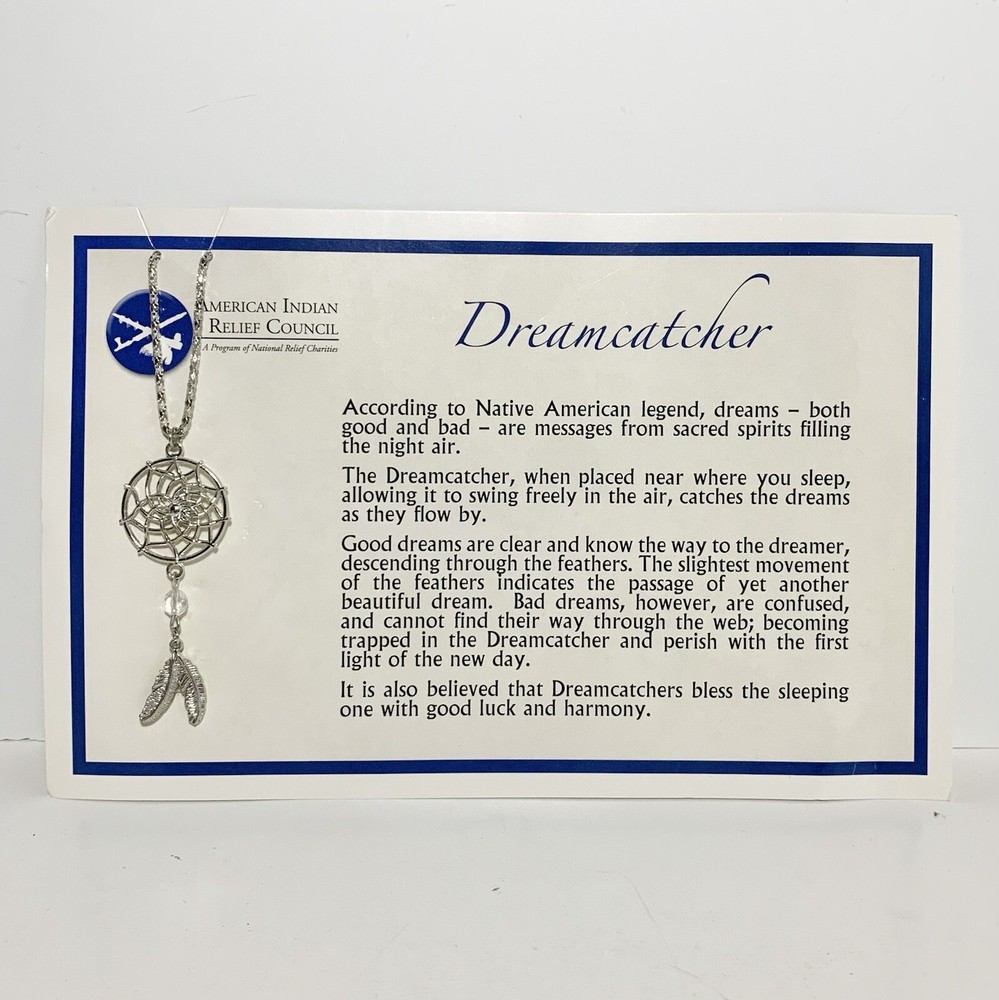 Dreamcatcher Necklace American Relief Council Charm Pendant 20”