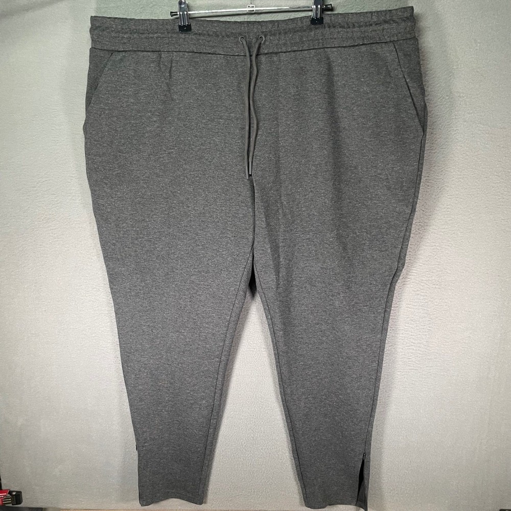 Mens Jogger Pants 3X Gray Athletic Drawstring Ankle Zip Casual Running Sweats