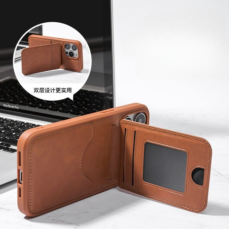 For iPhone 16 15 14 13 12 11 Pro max Magnetic buckle card bag holder phone case