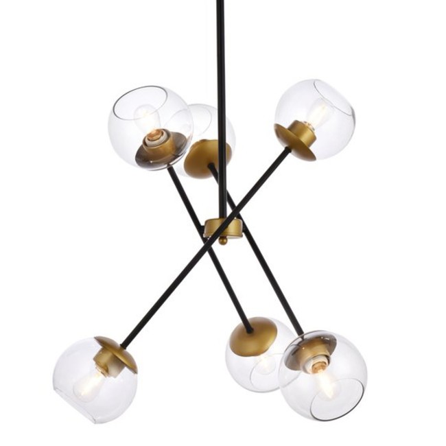 Elegant Black LD656D24 Axl 6-Light 24-Inch Sputnik Chandelier