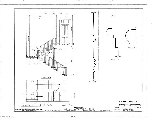 Harpers Ferry WV 1900s William Anderson House Shenandoah Street Stair Plans