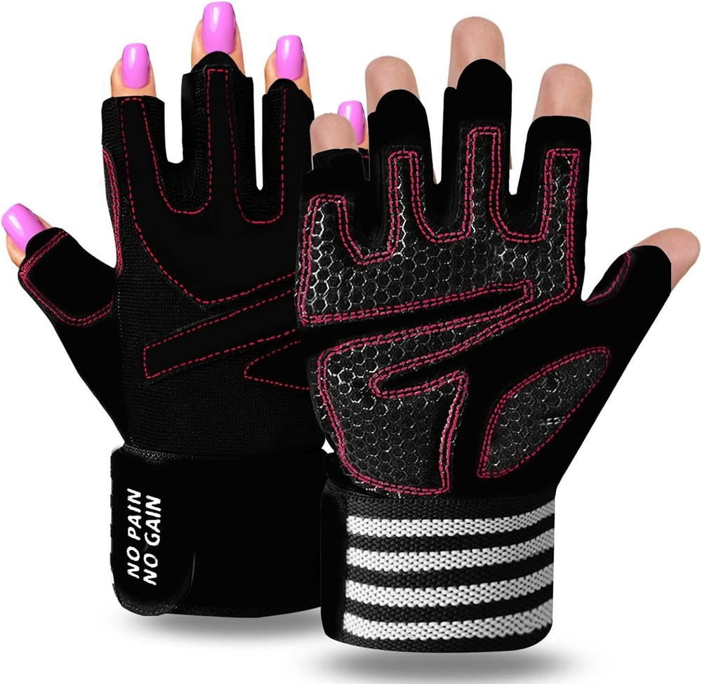 Weight Lifting Glove for Women Gym Workout with Wrist Support Padded Half Finger