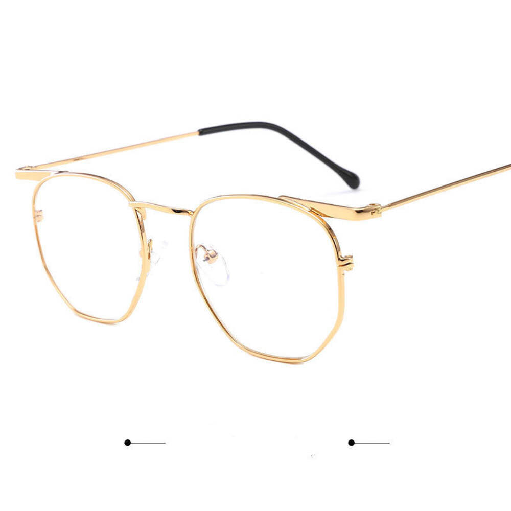 Vintage Harajuku Style Unisex Metal Half Frame Glasses with Gold Rims for a Uniq