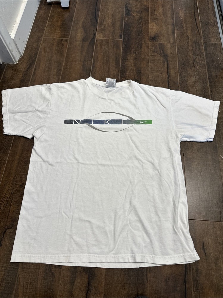 Vintage Nike T-Shirt Mens Medium White Made in USA Swoosh Logo 90s Tee