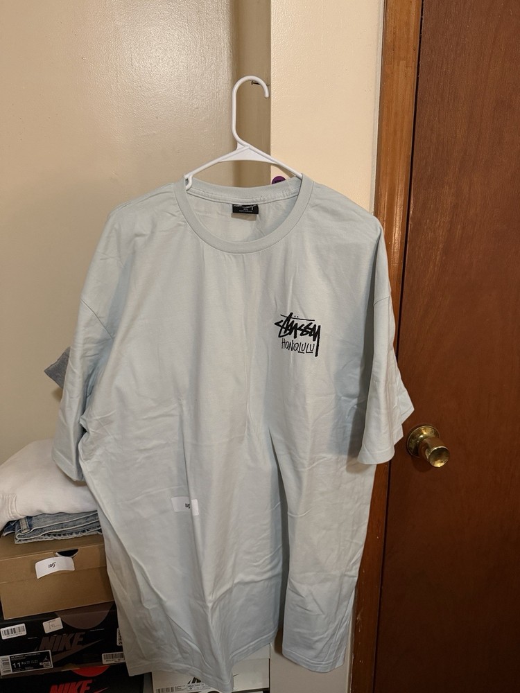 Stussy Honolulu Chapter Tee Shirt Light Blue XXL Men's Regular Fit