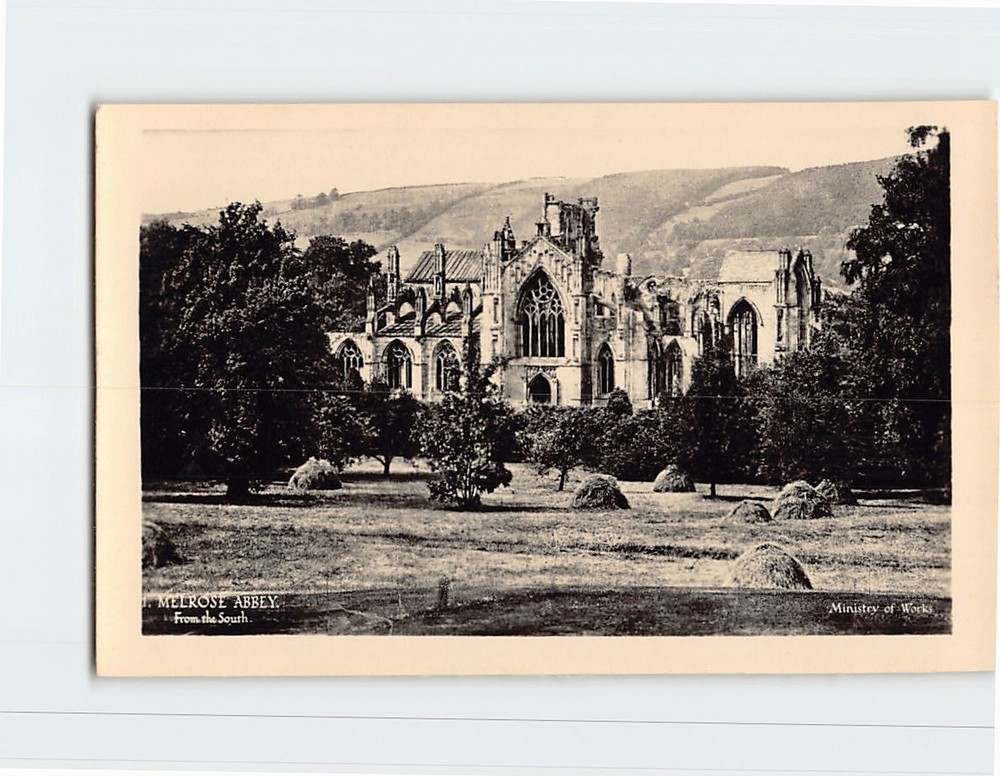 Postcard Melrose Abbey From the South Melrose Scotland