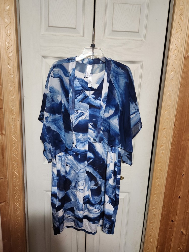 Womens Marla Wynne Dress And Shawl Blue Multi Size Medium