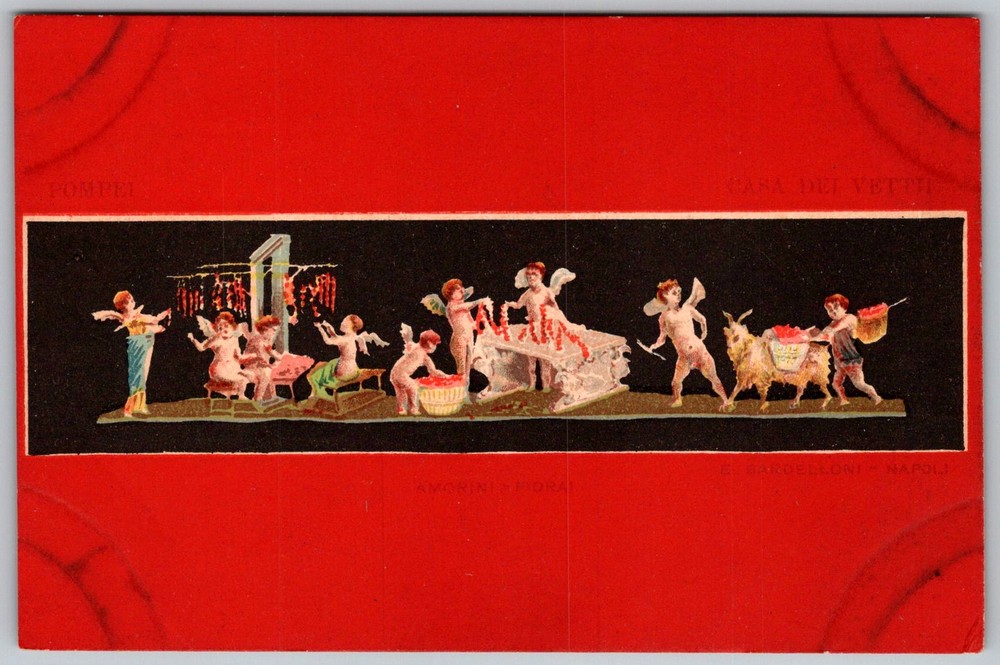 Antique Postcard Cherubs Putti Garland Scene It 1910s