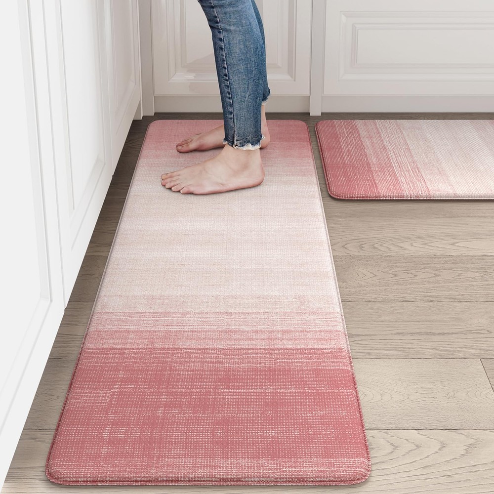 Anti-Fatigue Kitchen Floor Mats Set of 2, Cushioned Non-Slip Waterproof Rugs