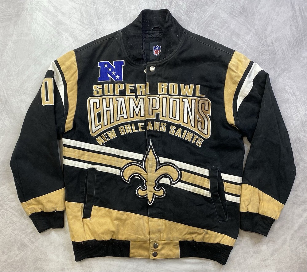NFL New Orleans Saints Super Bowl Champions Jacket Quilted Lined Size Medium