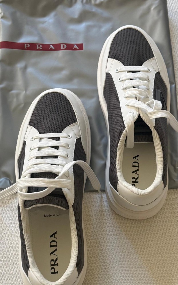 Prada America's Cup Cream Olive Gray Sneaker Men's 11.5   45 European