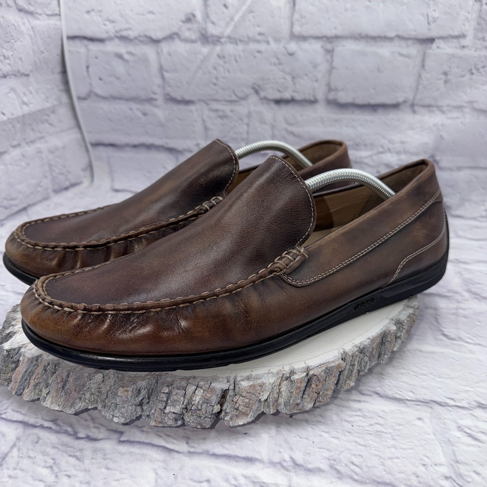 Ecco Classic Moc 2.0 Loafers Mens Driving Shoes Brown Leather Size 47 US 13