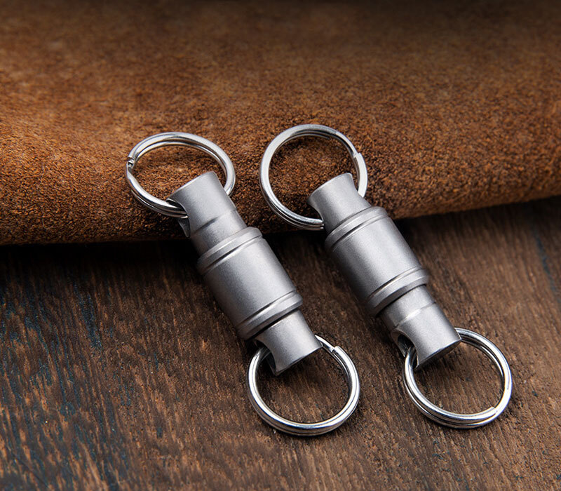 TC4 Titanium Insert Buckle Gimbal Ring Portable Double Keychain Pendant EDC Tool