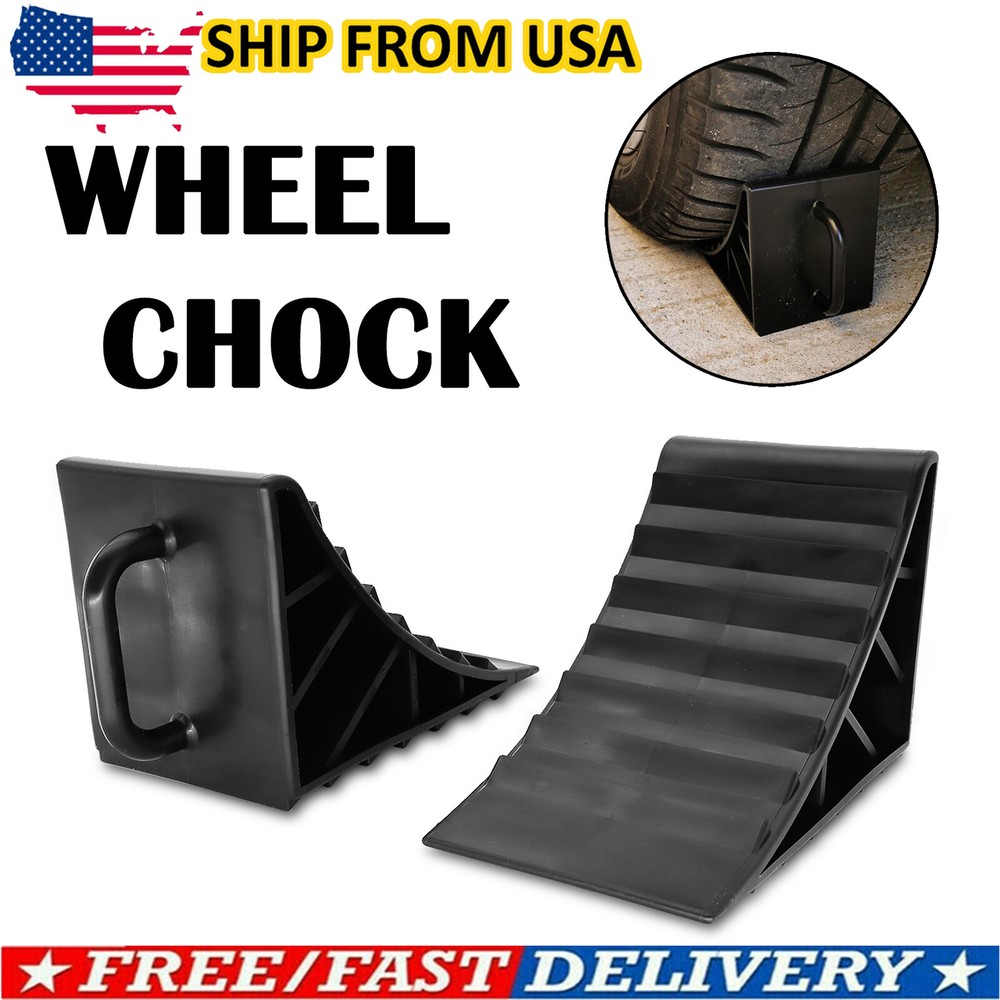 2pcs_Heavy Duty Wheel Chocks Blocks Car Truck Rv Camper Trailer Tire Stopper