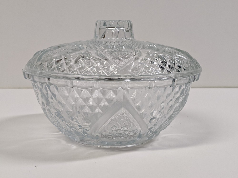 Vintage Firna Indonesia Lidded Candy Dish with Hearts and Roses Design