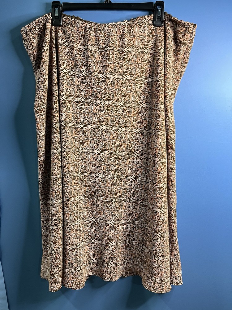 East 5th Womens Skirt Plus Size 3X Tan  geometric Designs Pull On Stretch